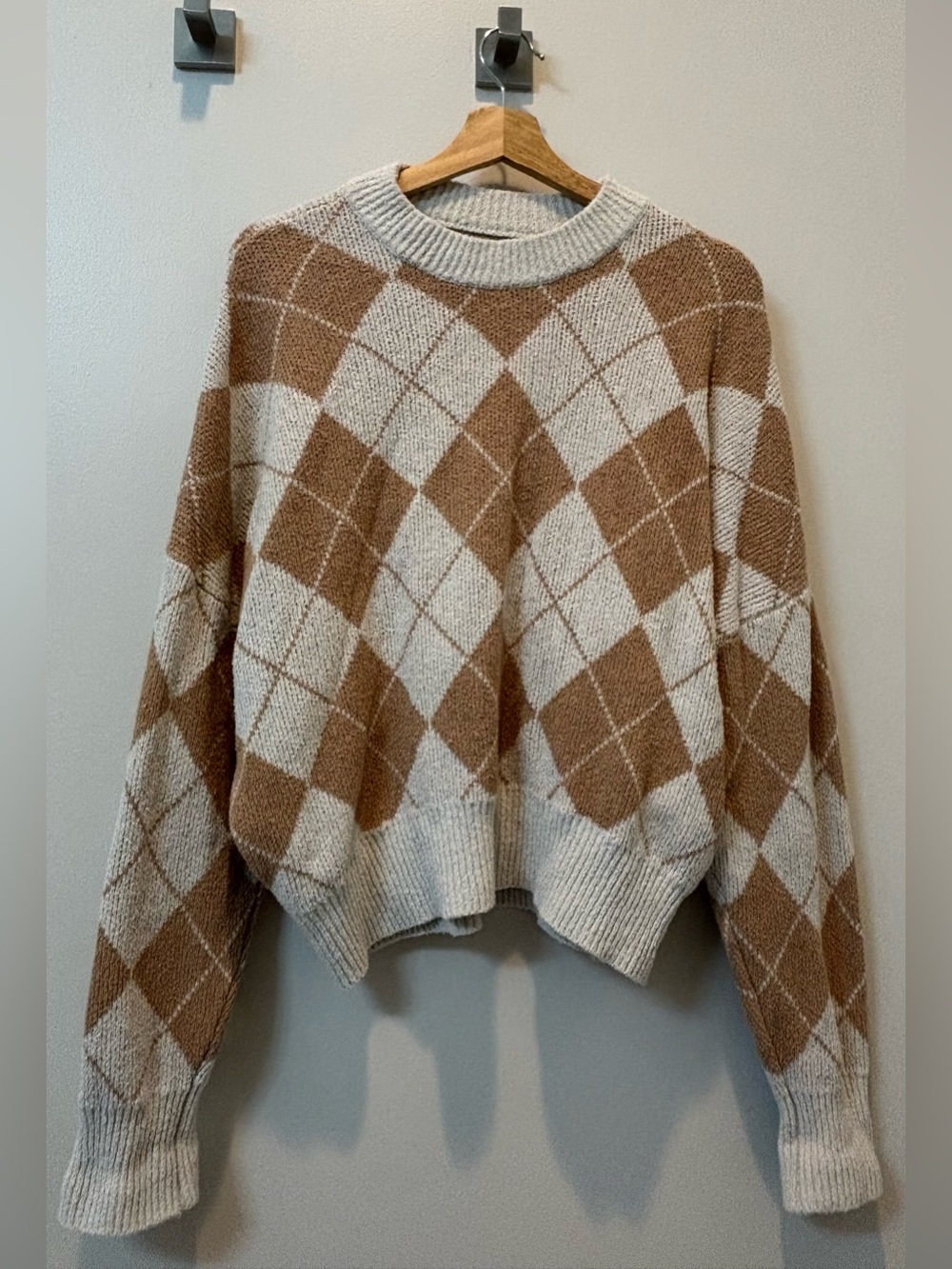 Abercrombie & Fitch Argyle Crewneck Sweater- Size L